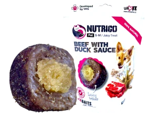 NUTRIGO pamlsek medium telecí s kachní omáčkou