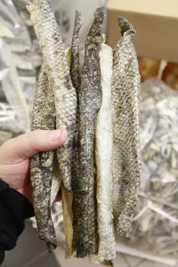 Sušená kůže z lososa 25-30cm 150g