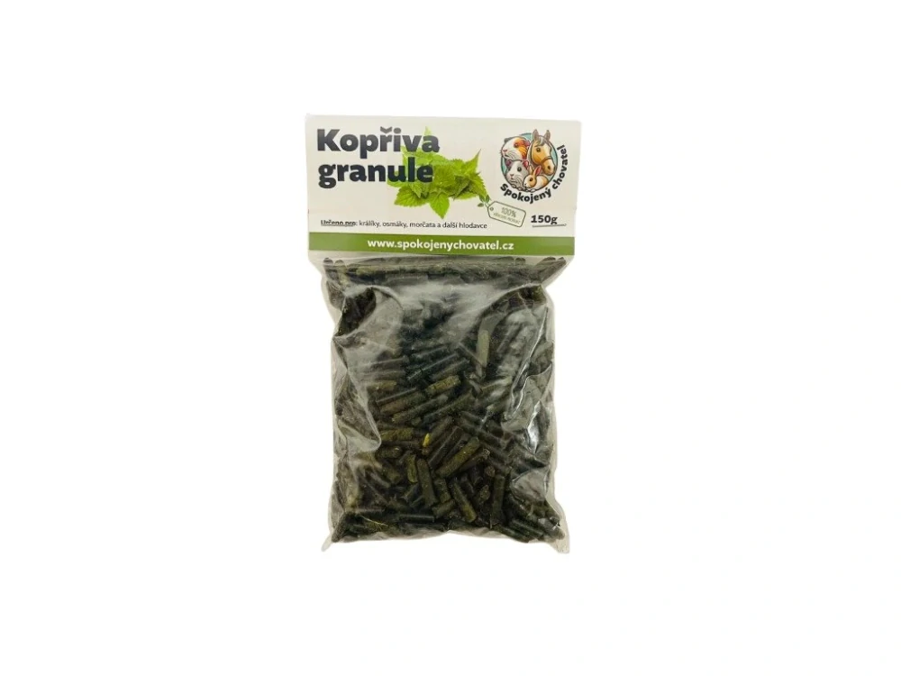 4 mm Kopřiva – granule 100 % přírodní 150 g